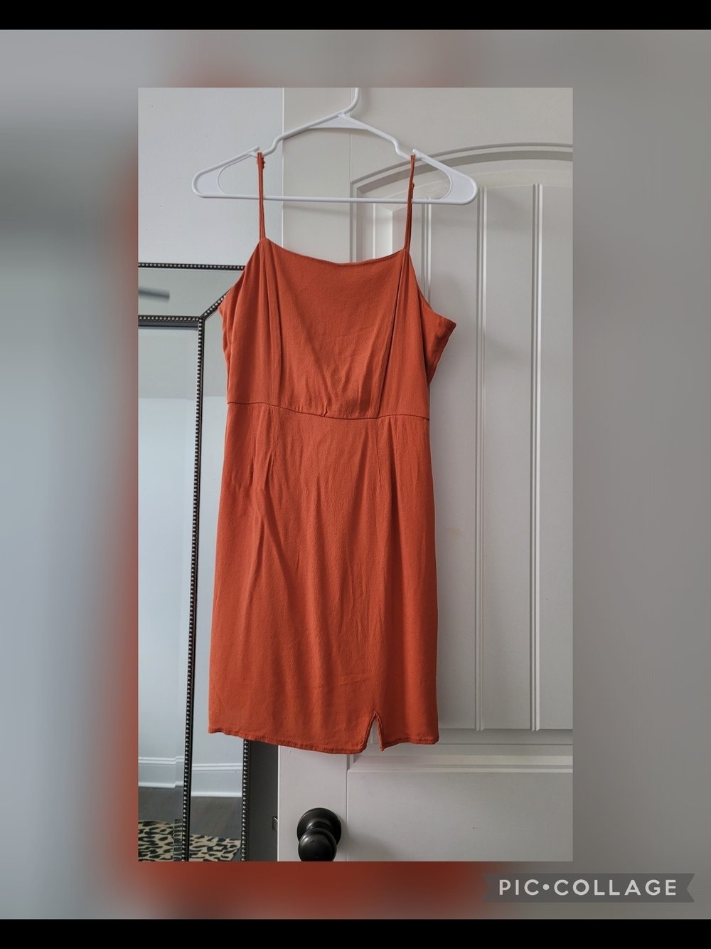 Spaghetti Strap Mini Dress in Rust Orange